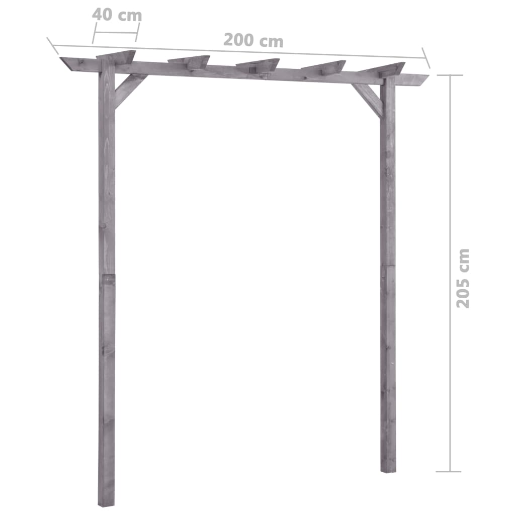 Pergola 200x40x205 cm bois de pin imprégné gris