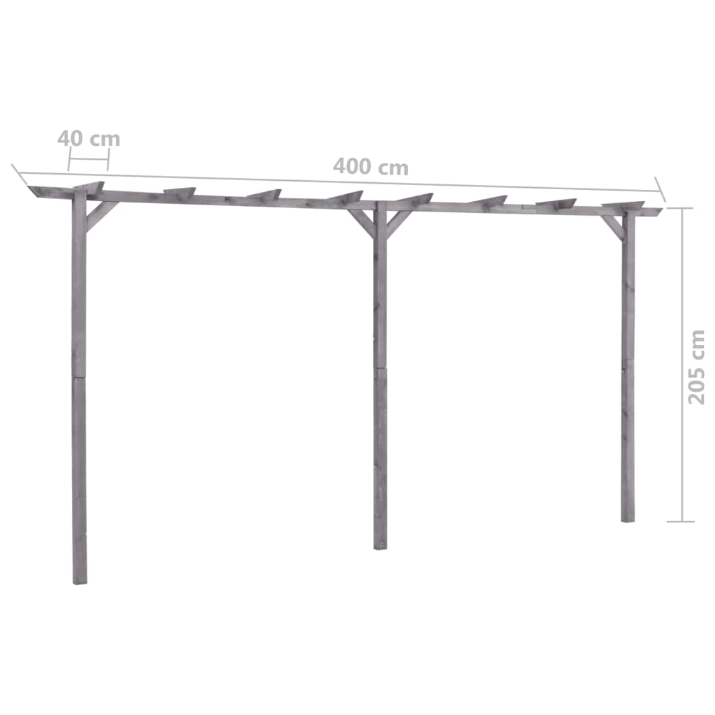 Pergola 200x40x205 cm geïmpregneerd grenenhout grijs