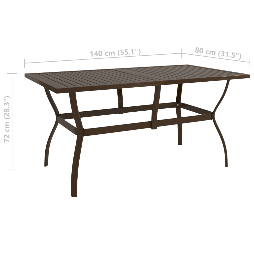 Table de jardin 140x80x72 cm en acier