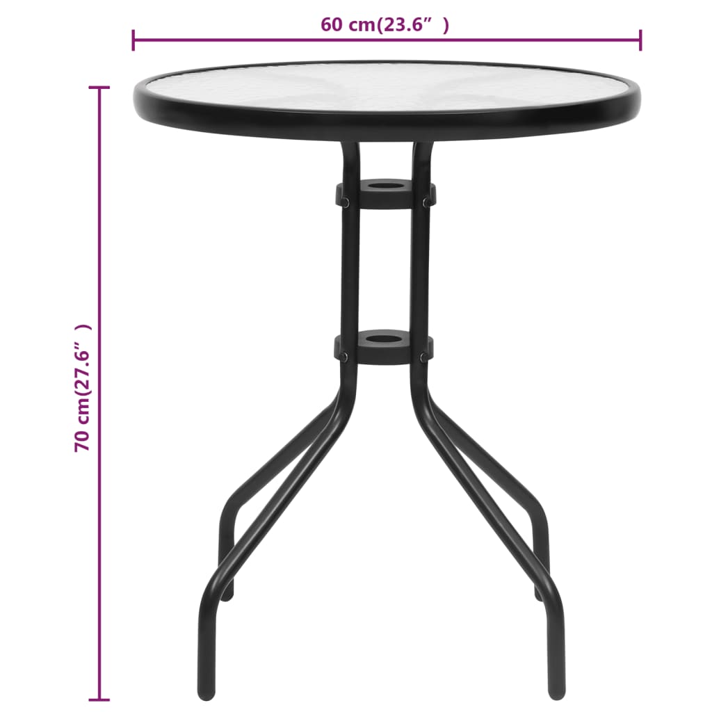 Table de jardin 70x70x70 cm acier noir