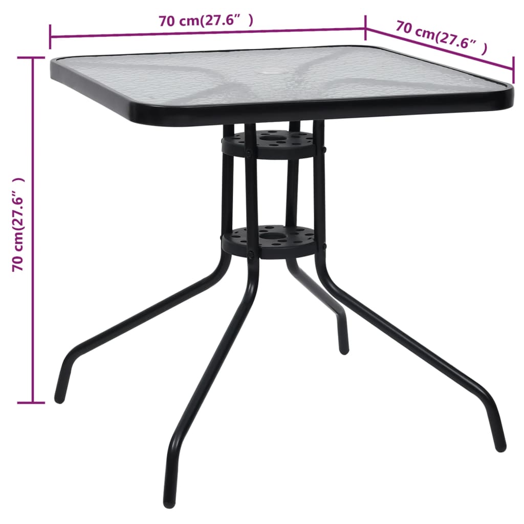 Table de jardin 70x70x70 cm acier noir