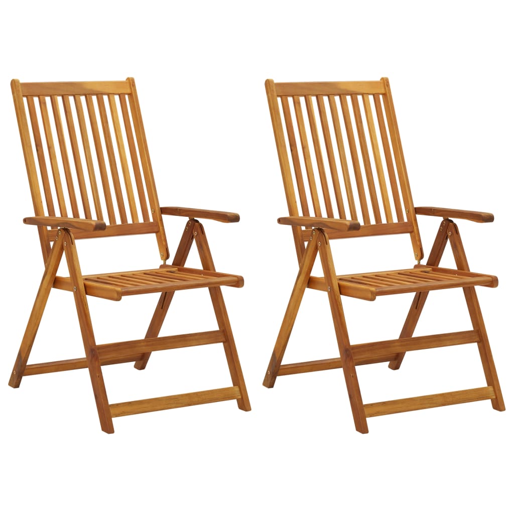 Chaises de jardin réglables 3 pcs en bois d'acacia massif