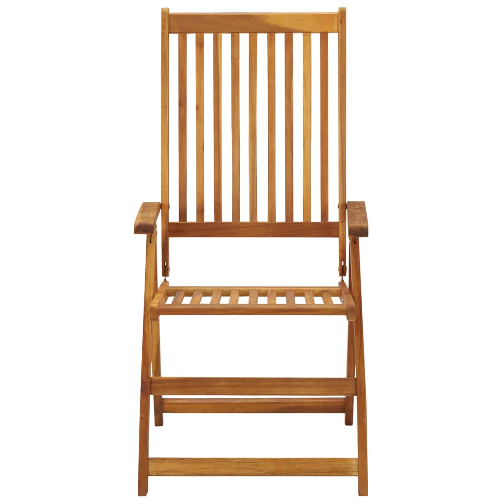 Chaises de jardin réglables 3 pcs en bois d'acacia massif