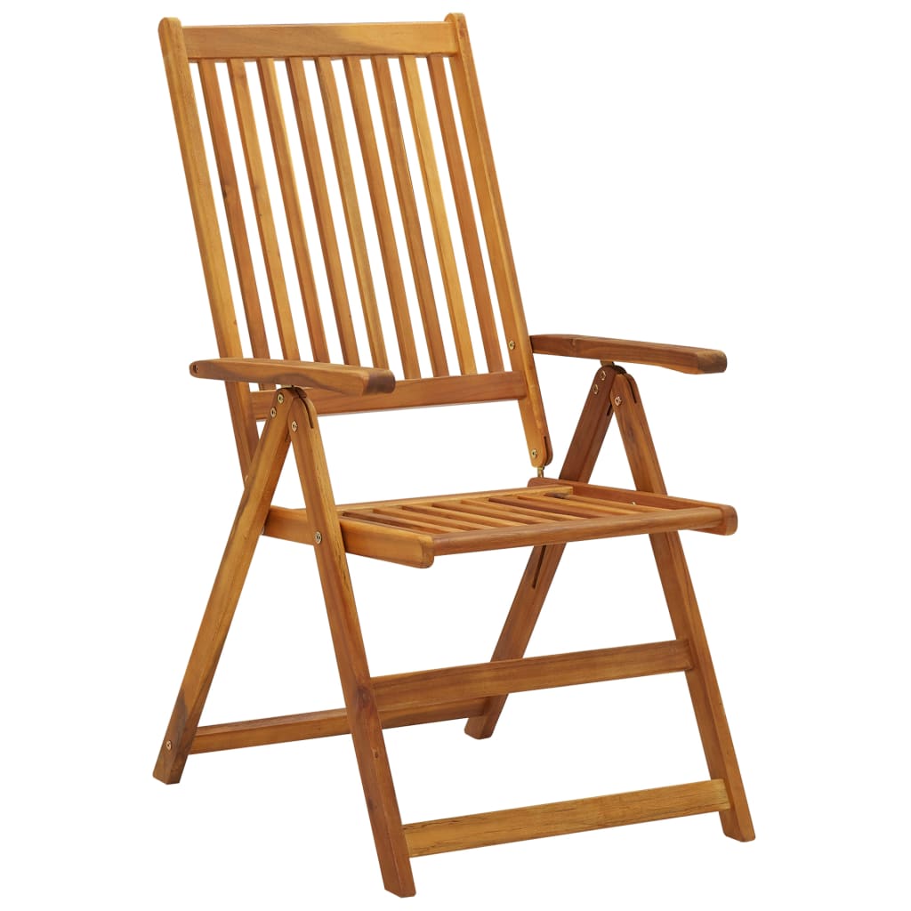 Chaises de jardin réglables 3 pcs en bois d'acacia massif