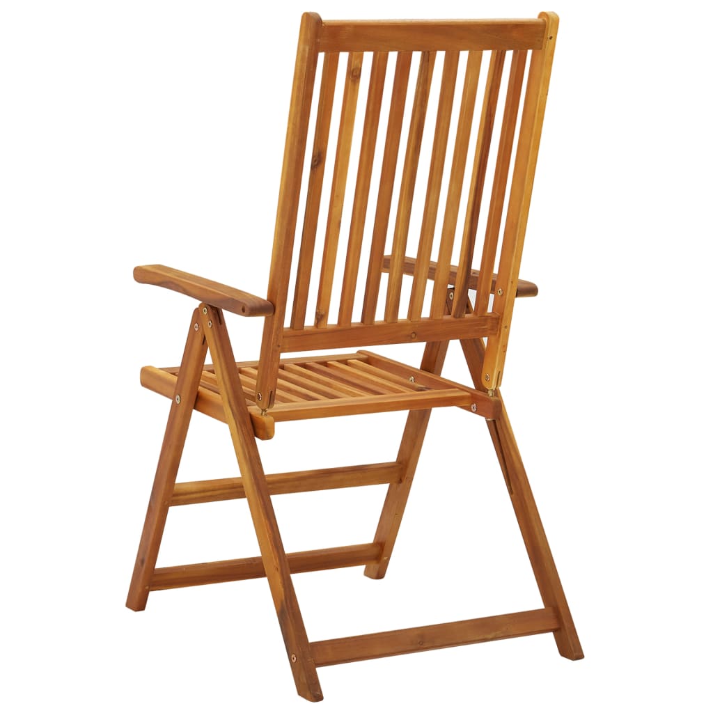 Chaises de jardin réglables 3 pcs en bois d'acacia massif