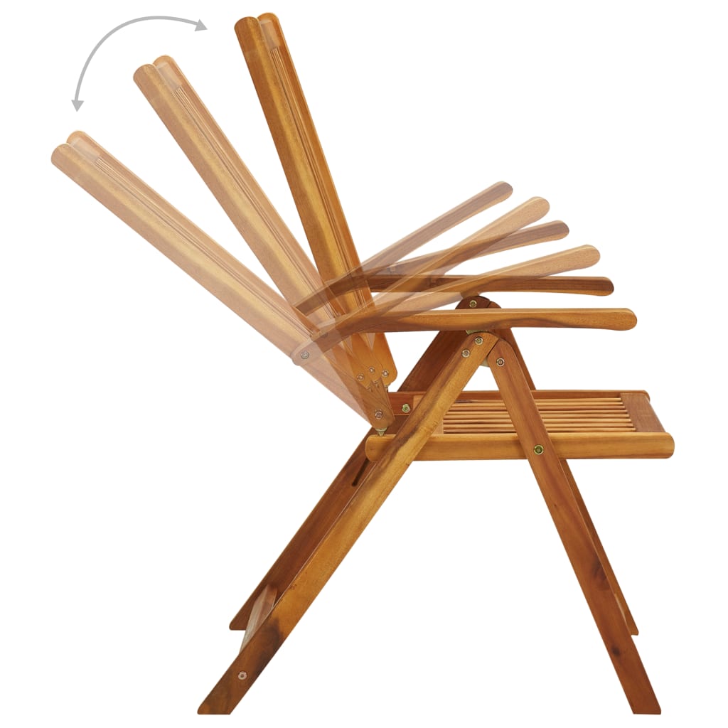 Chaises de jardin réglables 3 pcs en bois d'acacia massif