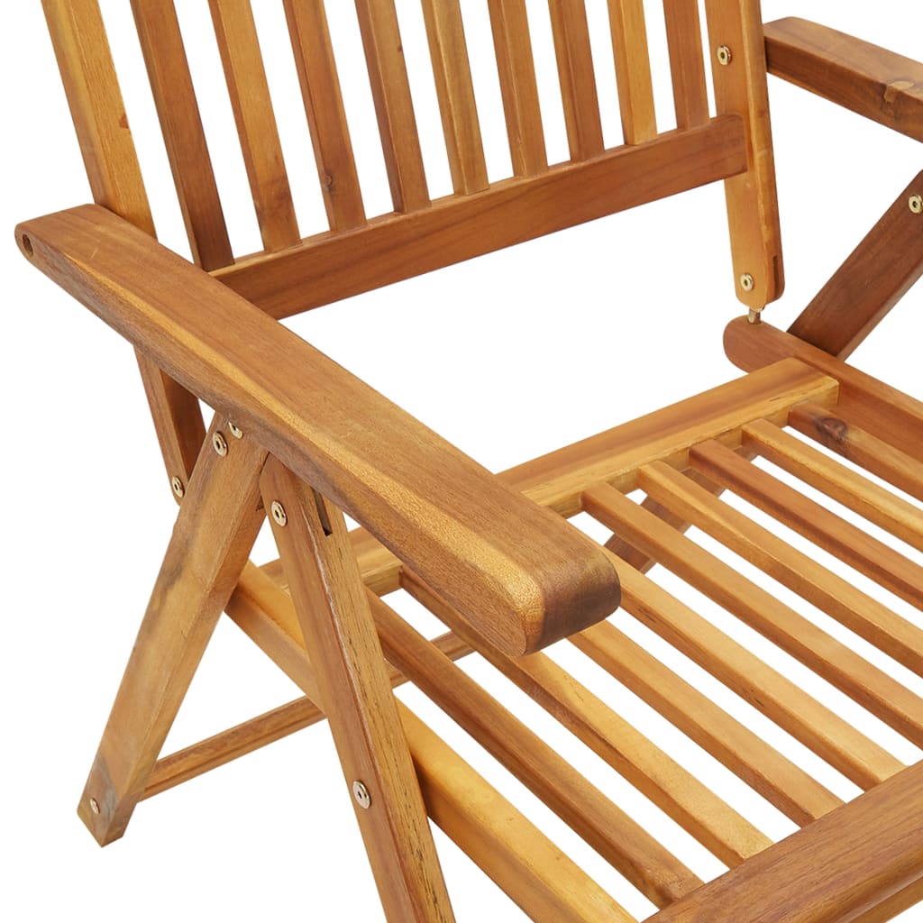 Chaises de jardin réglables 3 pcs en bois d'acacia massif