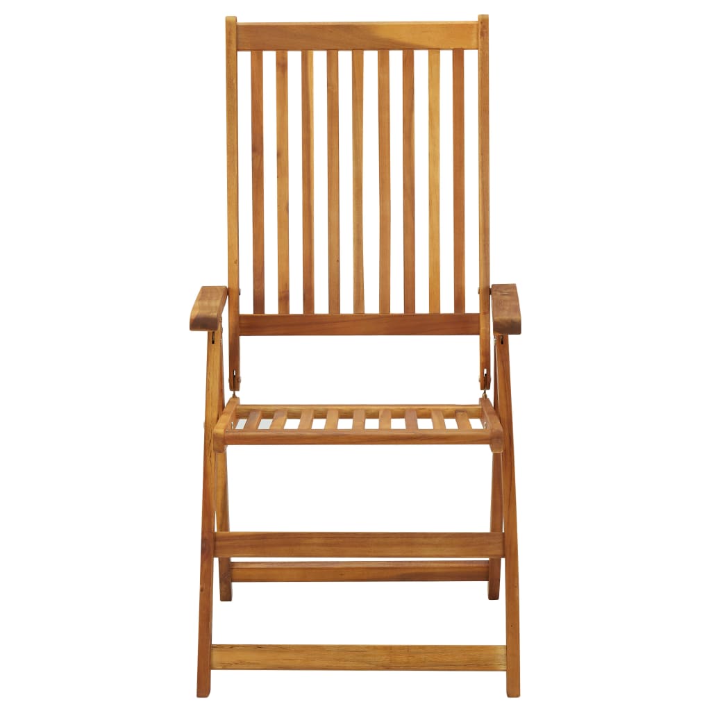 Chaises de jardin réglables 3 pcs en bois d'acacia massif