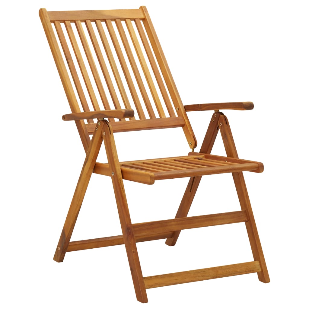 Chaises de jardin réglables 3 pcs en bois d'acacia massif