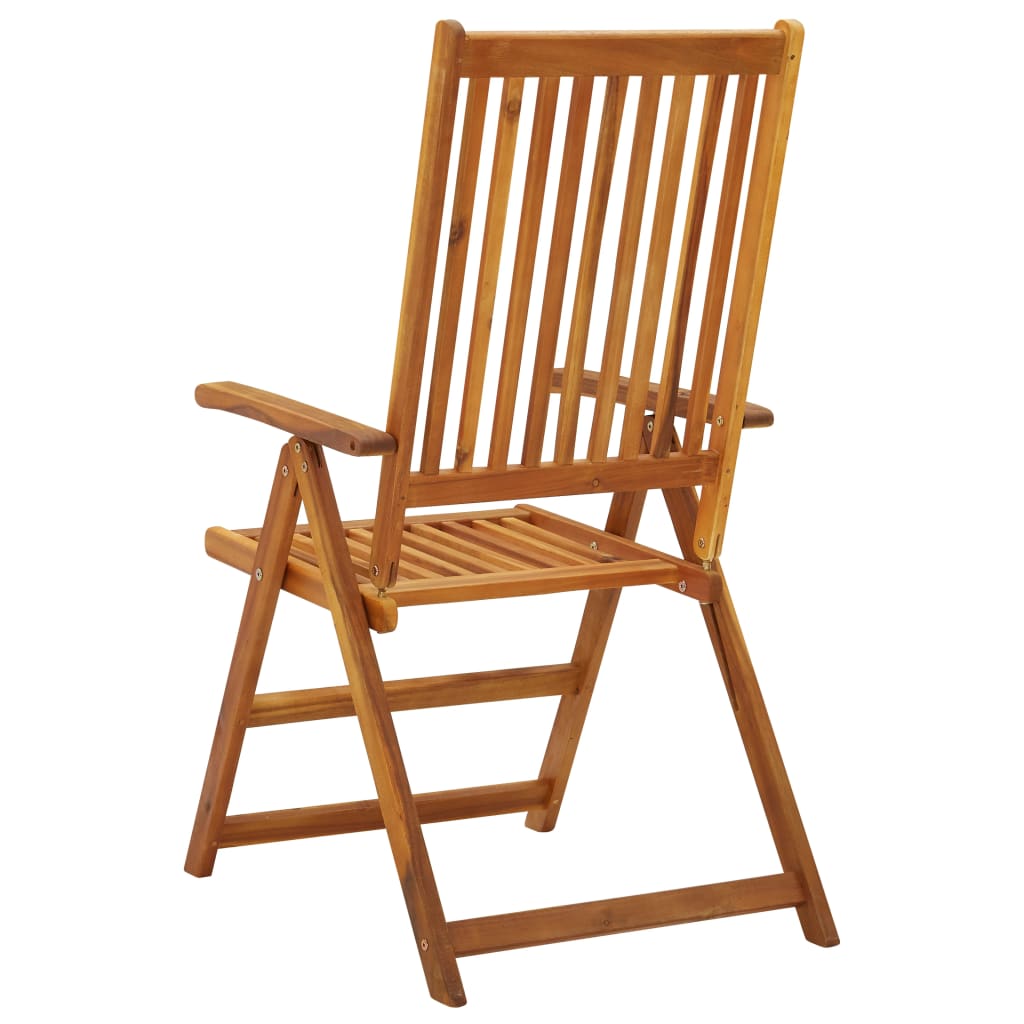 Chaises de jardin réglables 3 pcs en bois d'acacia massif