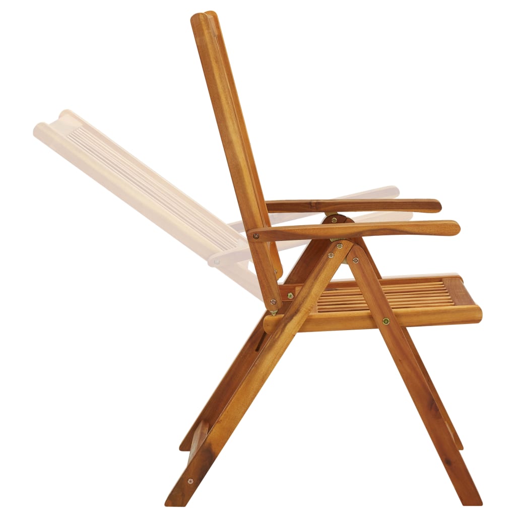 Chaises de jardin réglables 3 pcs en bois d'acacia massif