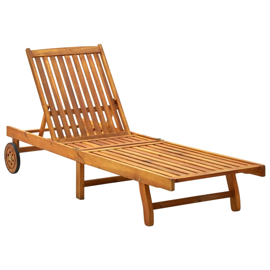 Chaise longue double, bois d'acacia massif