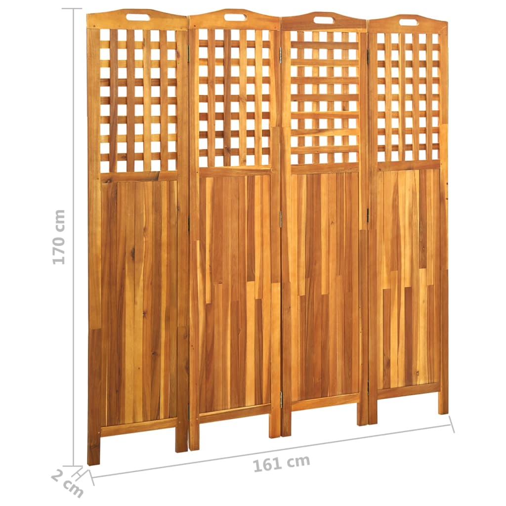 Kamerscherm met 3 panelen 121x2x170 cm massief acaciahout