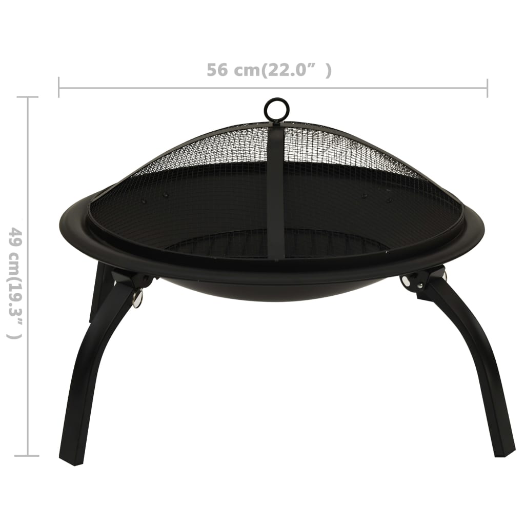 Vuurschaal en barbecue 2-in-1 met pook 56x56x49 cm staal