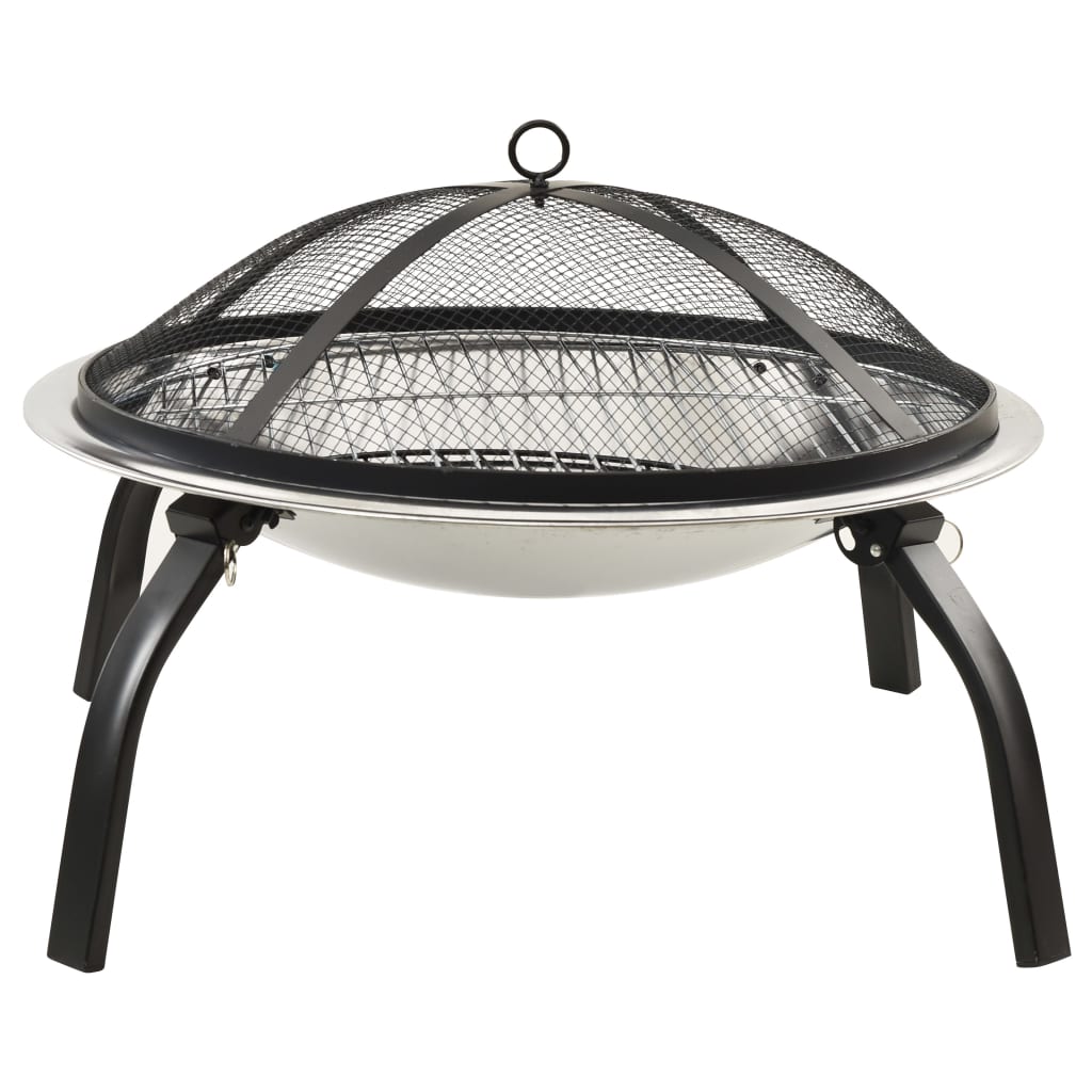 Vuurschaal en barbecue 2-in-1 met pook 56x56x49 cm staal