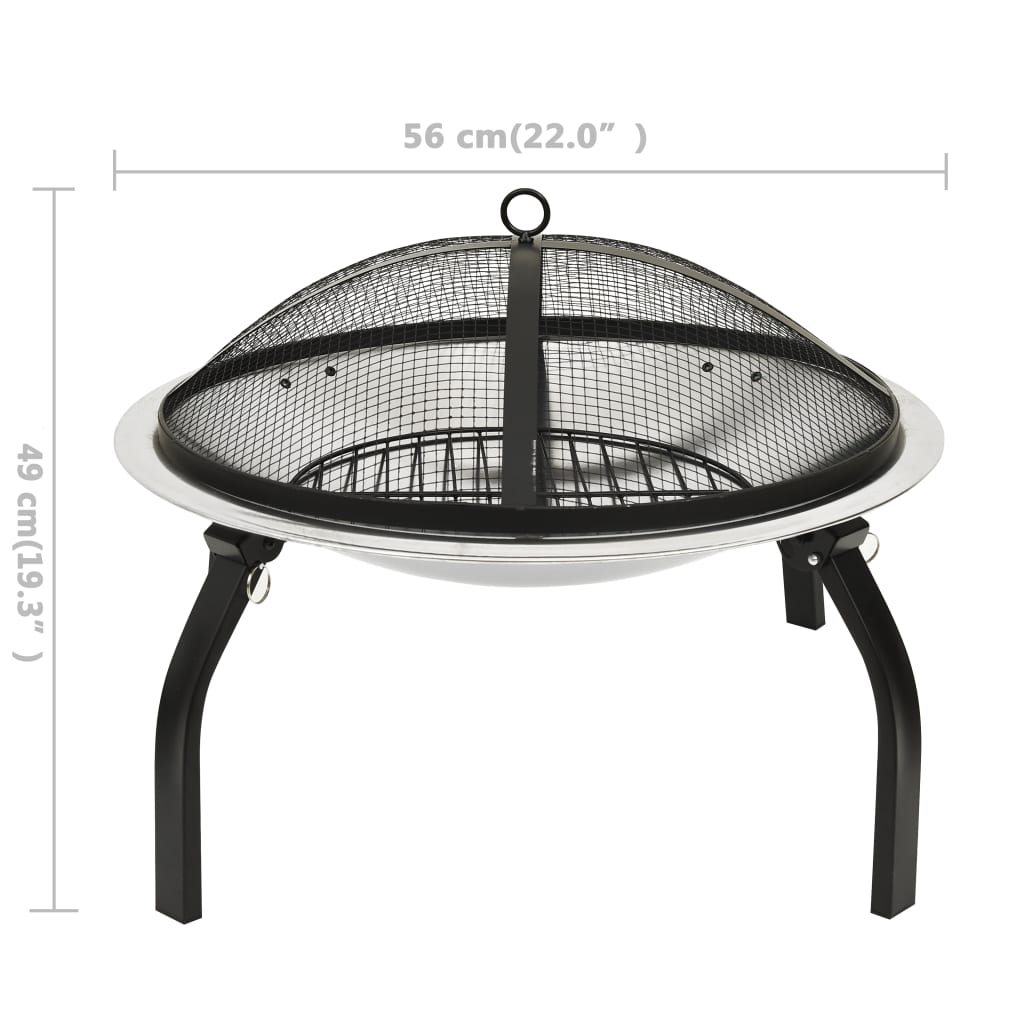 Vuurschaal en barbecue 2-in-1 met pook 56x56x49 cm staal