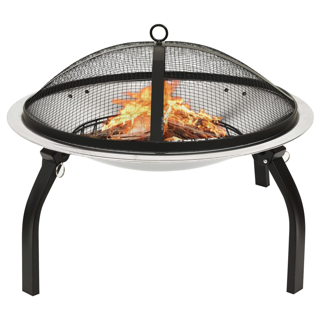 Vuurschaal en barbecue 2-in-1 met pook 56x56x49 cm staal