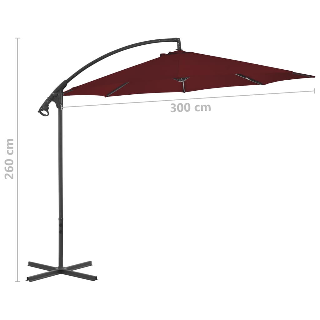 Parasol flottant avec mât en acier 300 cm bleu azur