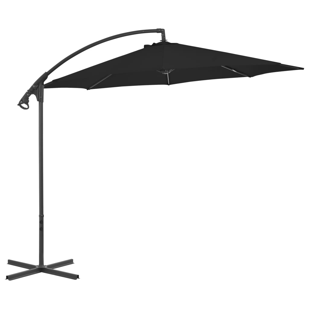 Parasol flottant avec mât en acier 300 cm bleu azur