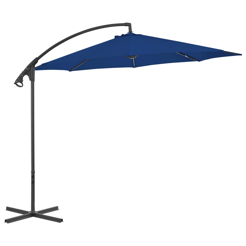 Parasol flottant avec mât en acier 300 cm bleu azur