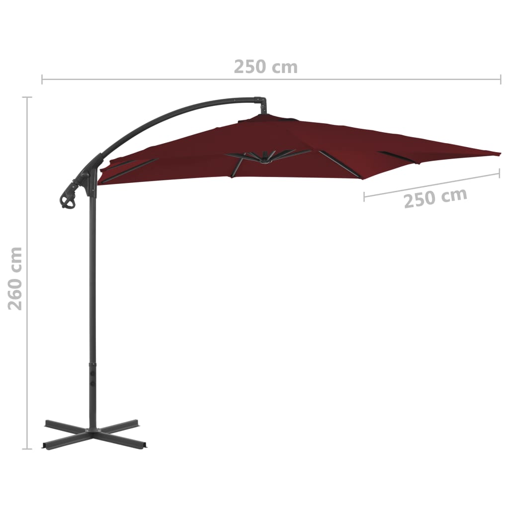 Zweefparasol met stalen paal 250x250 cm zand