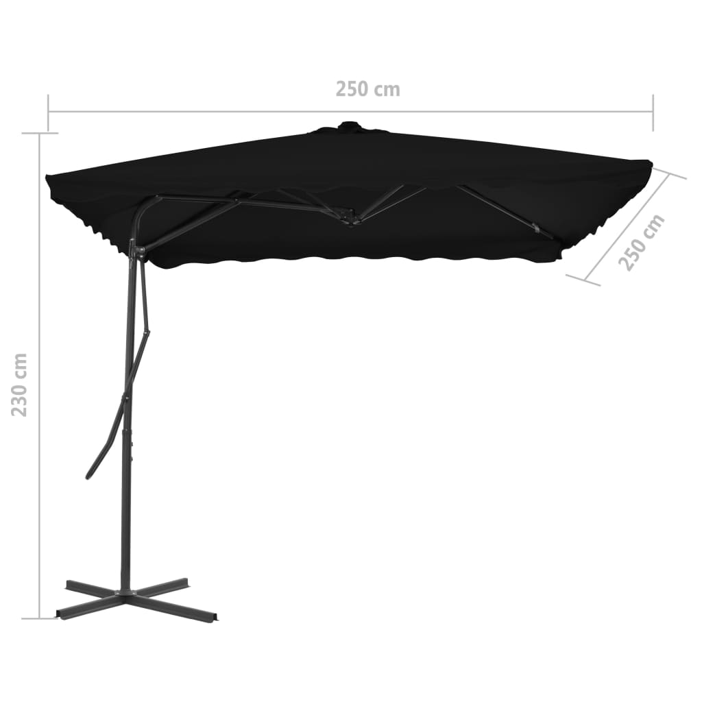 Parasol met stalen paal 250x250x230 cm