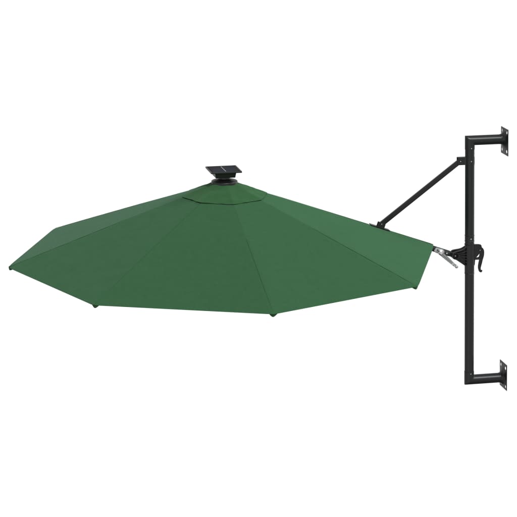 Wandparasol met LED's en metalen paal 300 cm zandkleurig