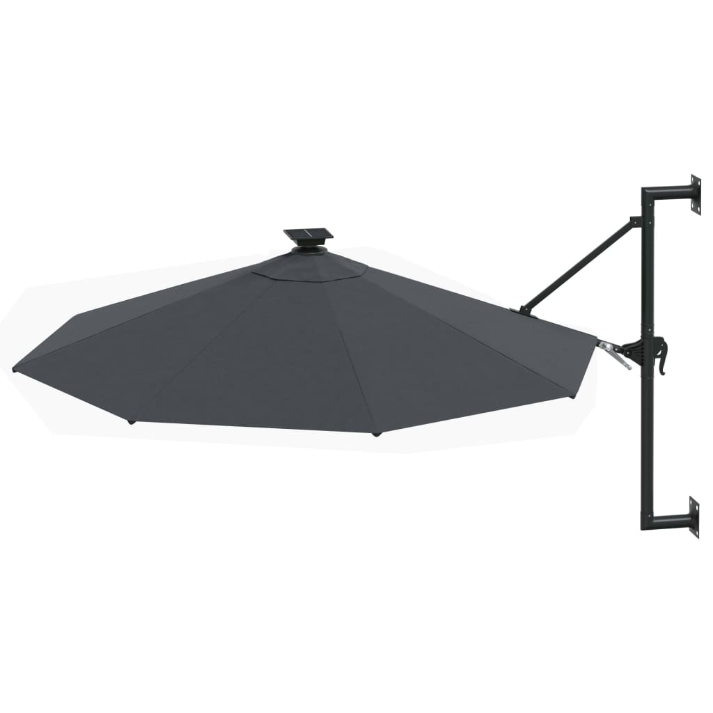 Wandparasol met LED's en metalen paal 300 cm zandkleurig