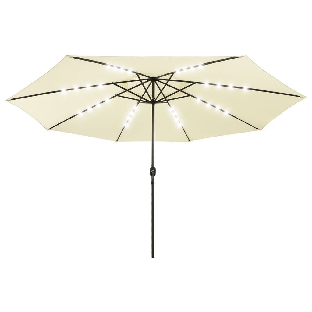 Parasol met LED-verlichting en metalen paal 400 cm azuurblauw