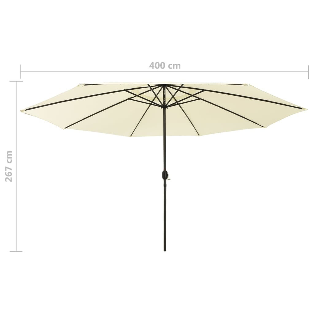 Parasol met LED-verlichting en metalen paal 400 cm azuurblauw