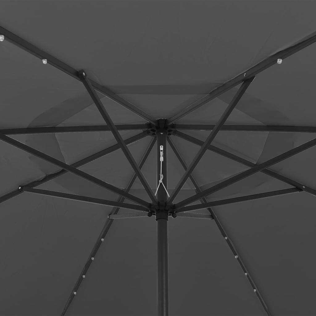 Parasol met LED-verlichting en metalen paal 400 cm azuurblauw