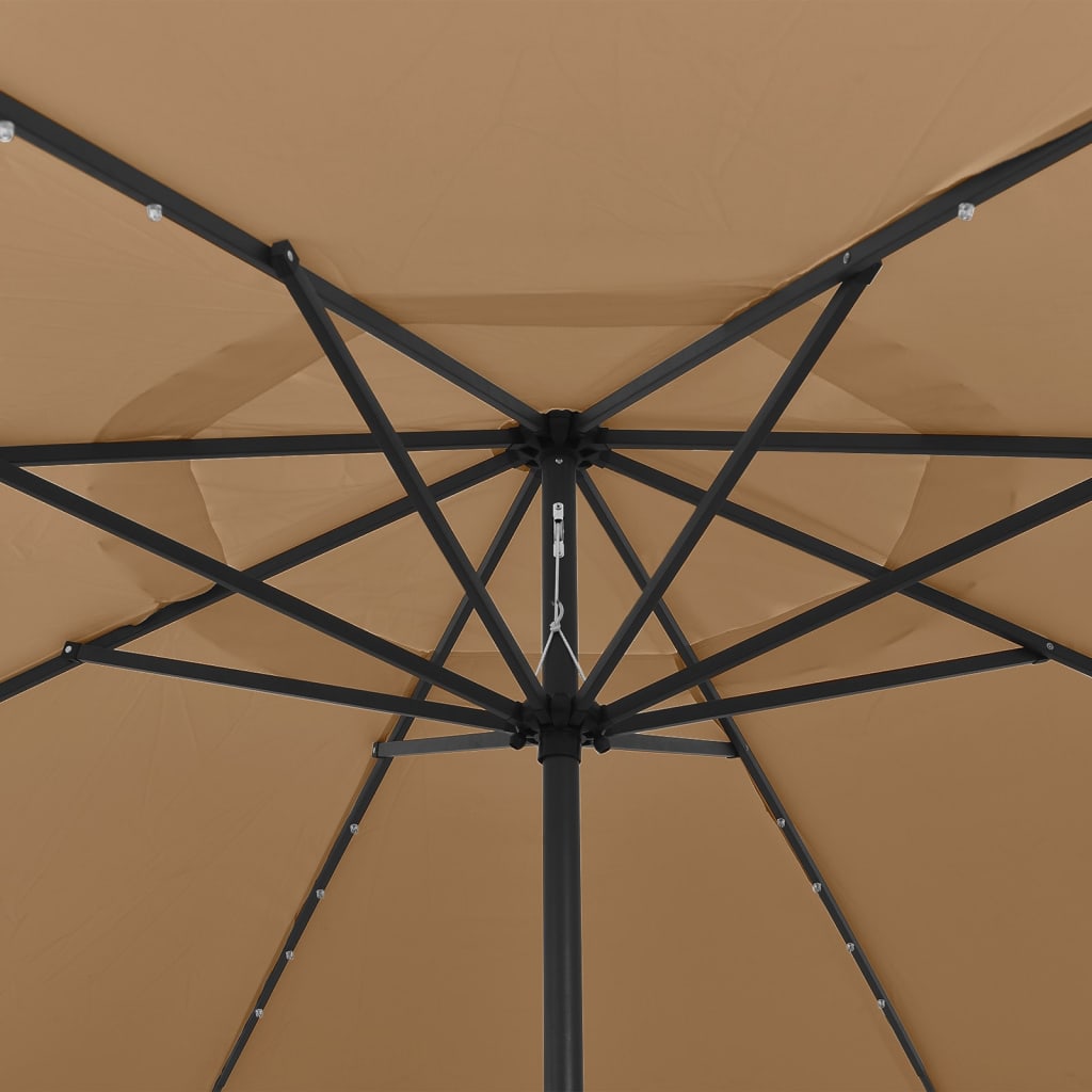 Parasol met LED-verlichting en metalen paal 400 cm azuurblauw