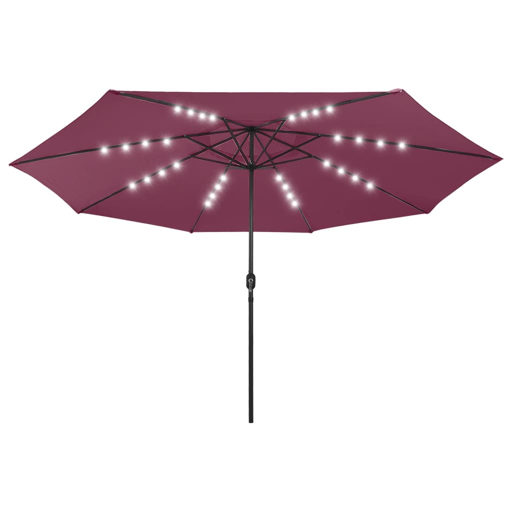 Parasol met LED-verlichting en metalen paal 400 cm azuurblauw