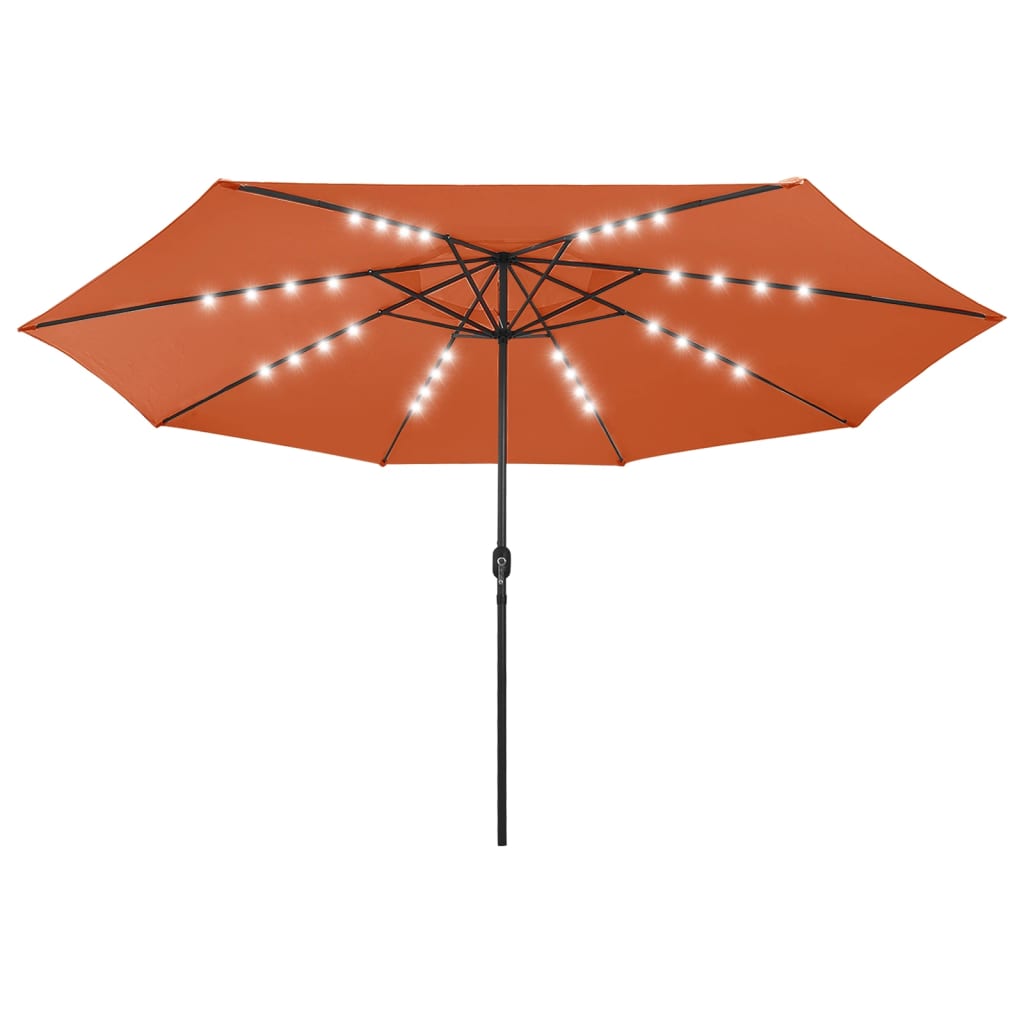 Parasol met LED-verlichting en metalen paal 400 cm azuurblauw