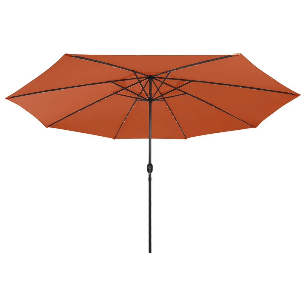 Parasol met LED-verlichting en metalen paal 400 cm azuurblauw