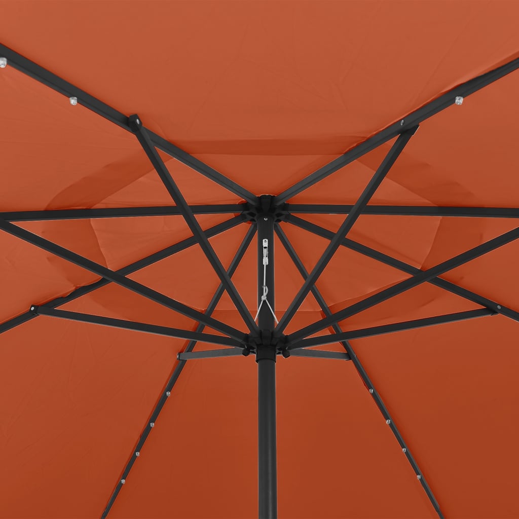 Parasol met LED-verlichting en metalen paal 400 cm azuurblauw