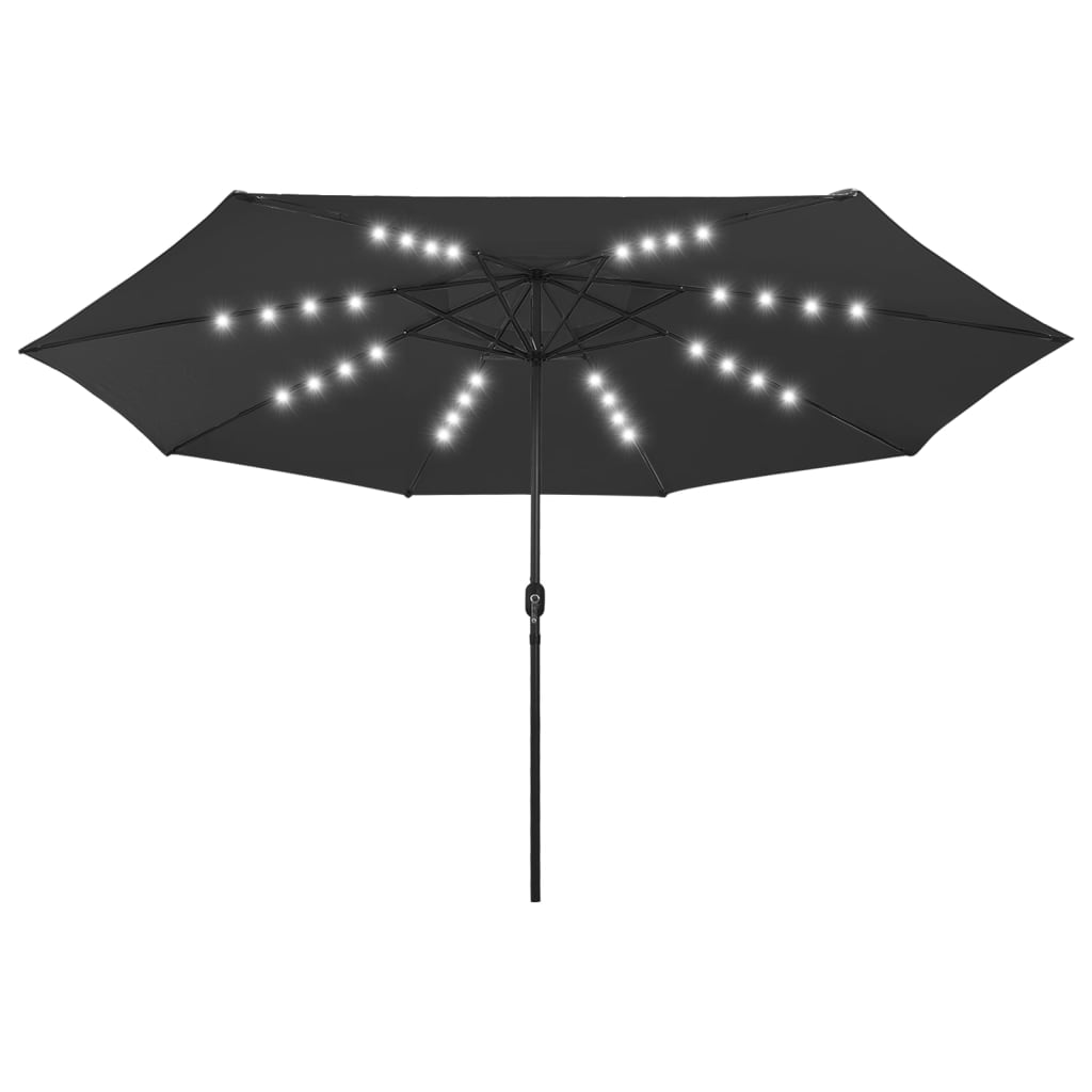 Parasol met LED-verlichting en metalen paal 400 cm azuurblauw