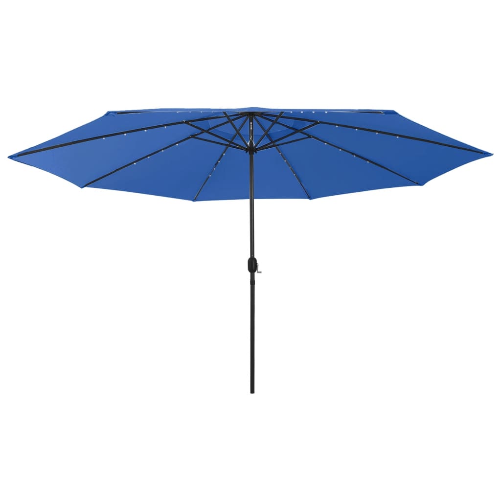 Parasol met LED-verlichting en metalen paal 400 cm azuurblauw