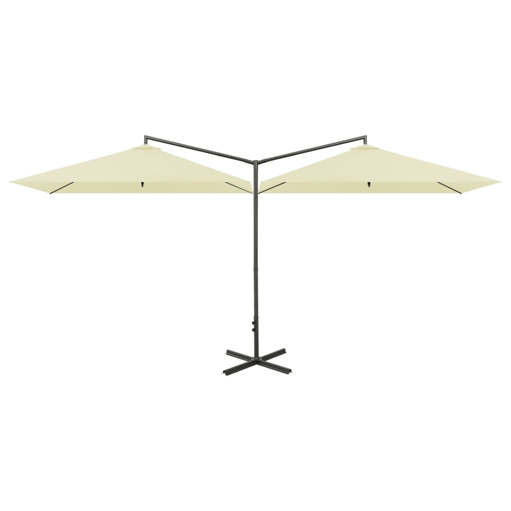 Parasol dubbel met stalen paal 600x300 cm terracottakleurig