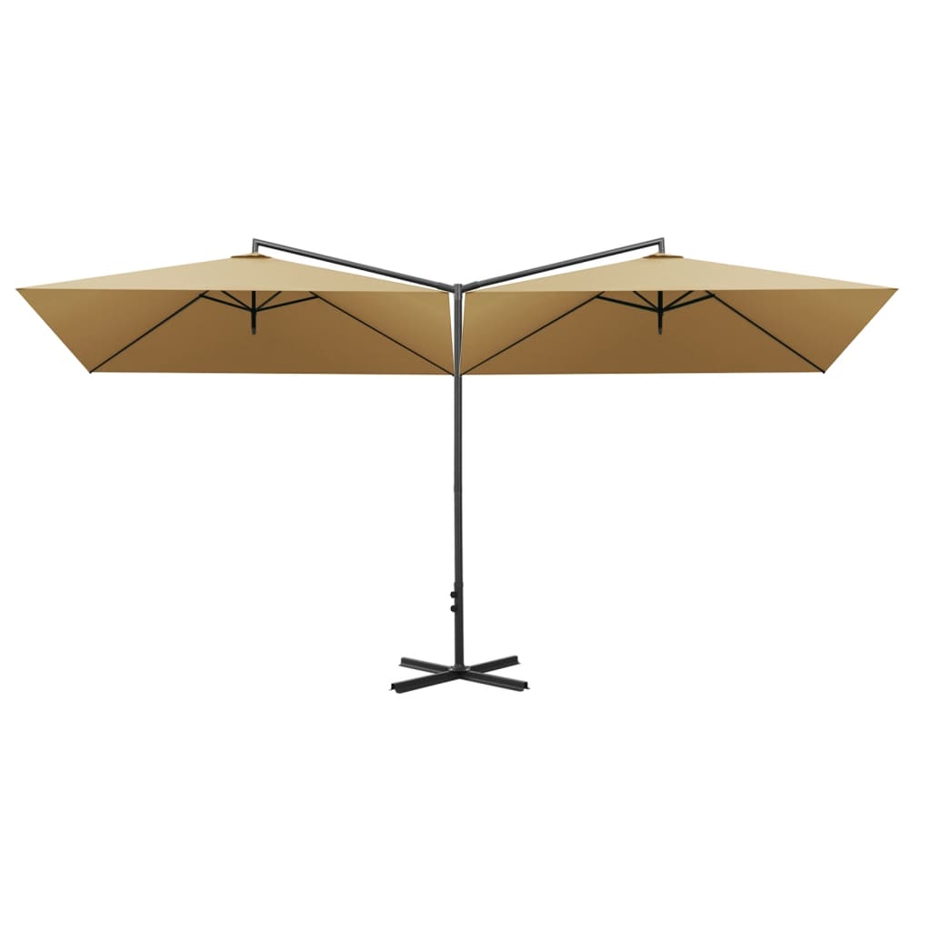 Parasol dubbel met stalen paal 600x300 cm terracottakleurig