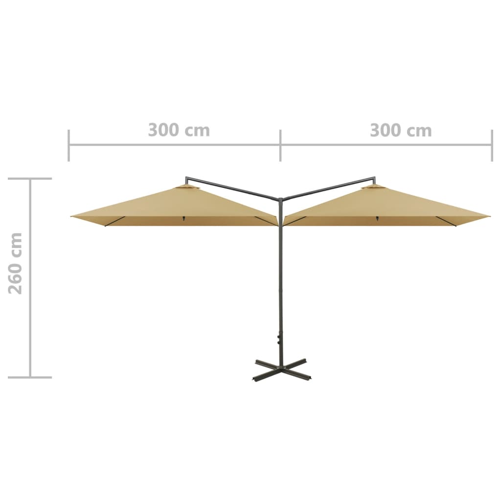 Parasol dubbel met stalen paal 600x300 cm terracottakleurig