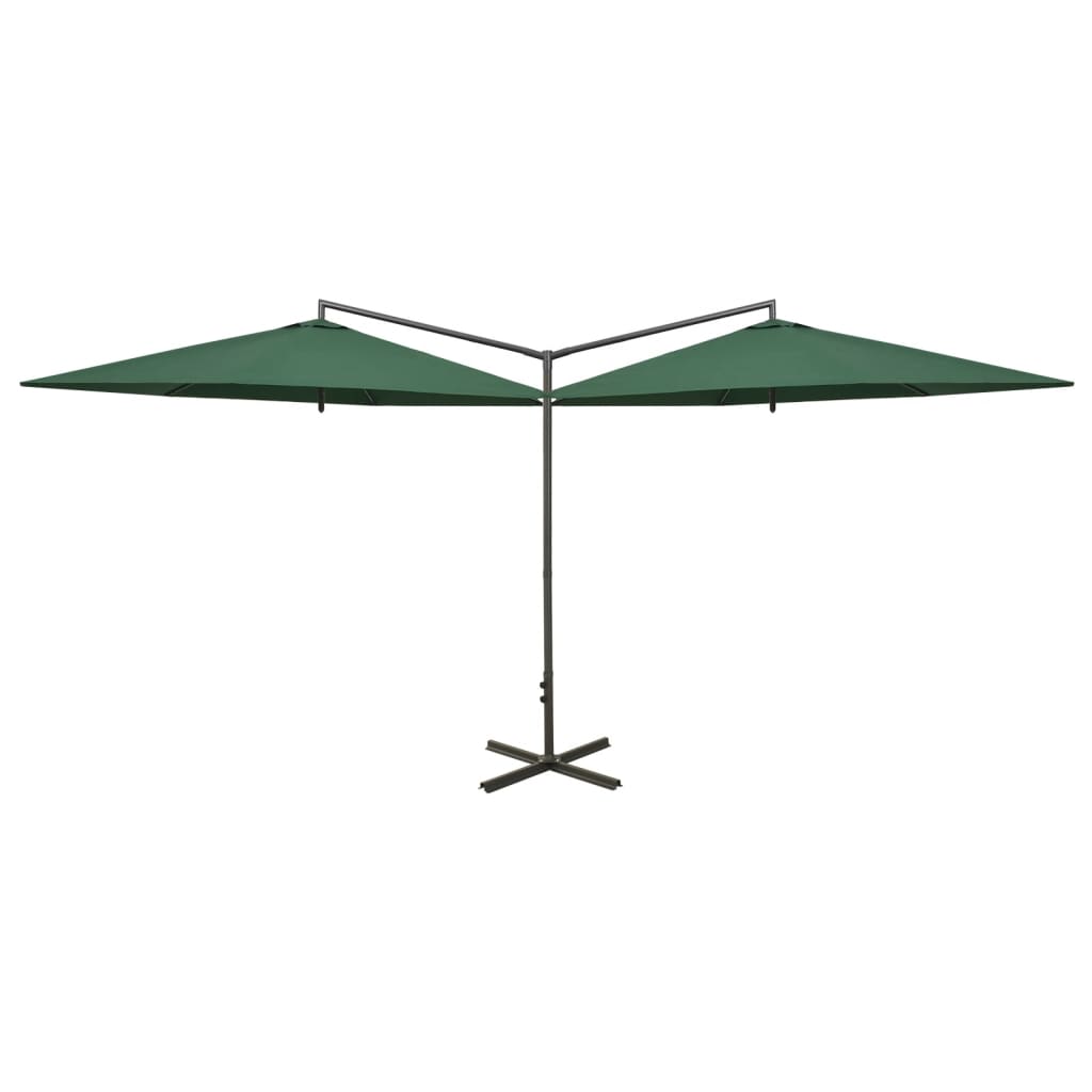 Parasol double avec mât en acier 600 cm