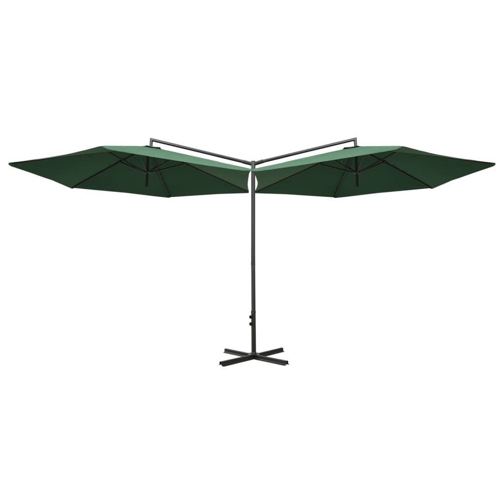 Parasol double avec mât en acier 600 cm