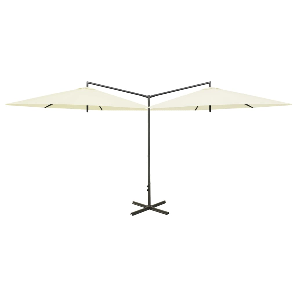 Parasol double avec mât en acier 600 cm