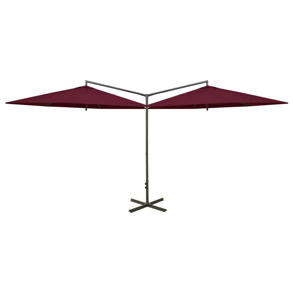 Parasol double avec mât en acier 600 cm