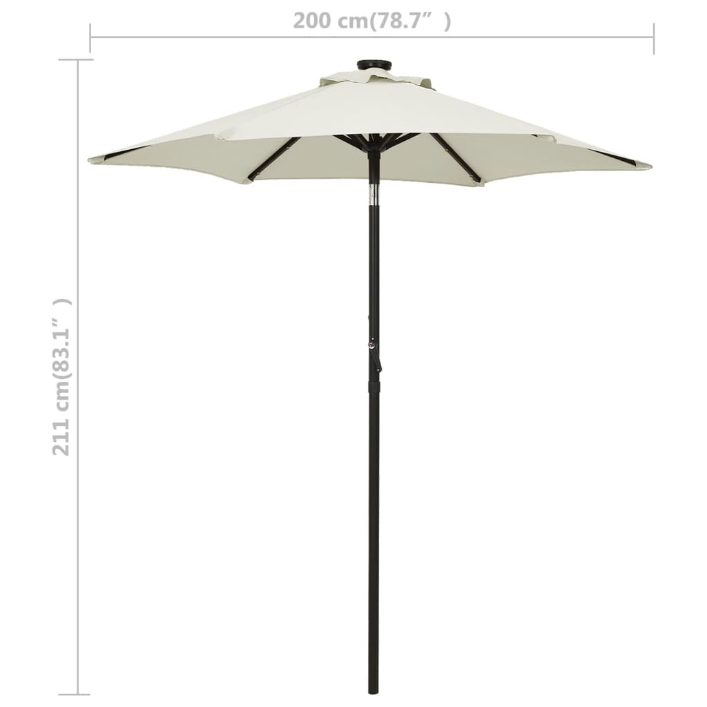 Parasol met LED-verlichting 200x211 cm aluminium azuurblauw