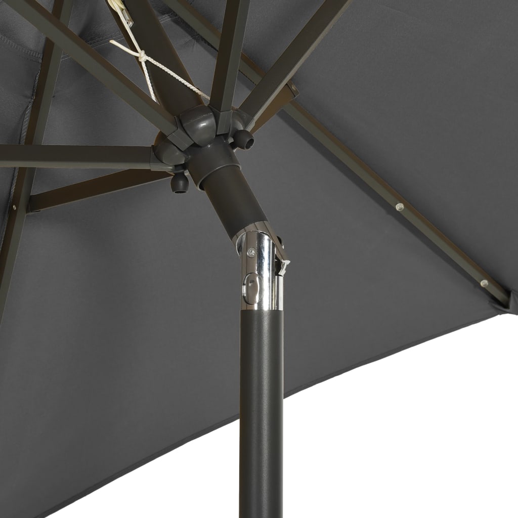 Parasol met LED-verlichting 200x211 cm aluminium azuurblauw