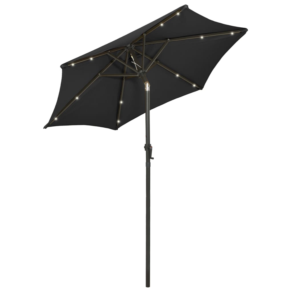 Parasol met LED-verlichting 200x211 cm aluminium zandkleurig