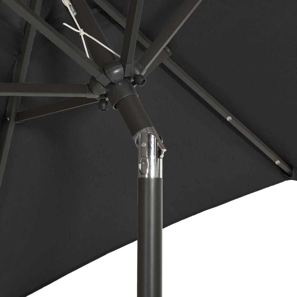 Parasol met LED-verlichting 200x211 cm aluminium azuurblauw