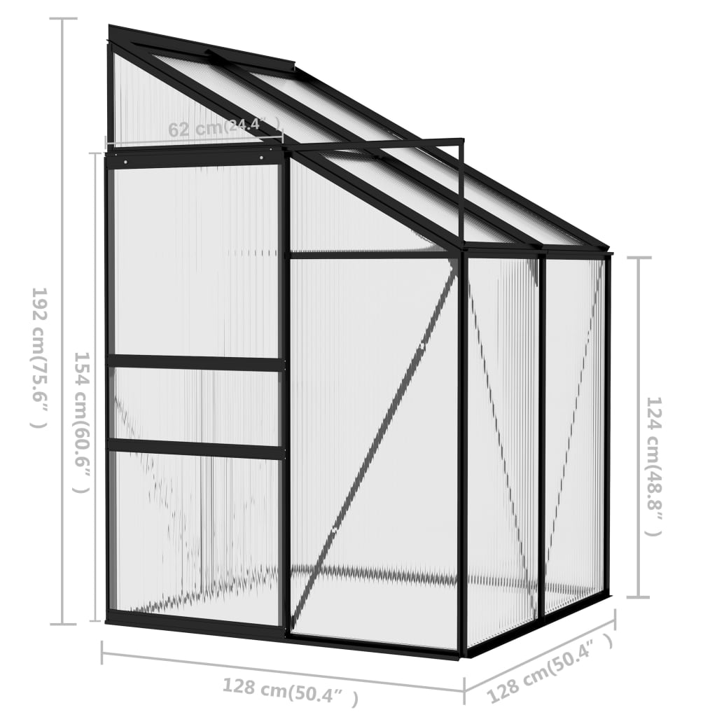 Broeikas 2,59 m³ aluminium antracietkleurig